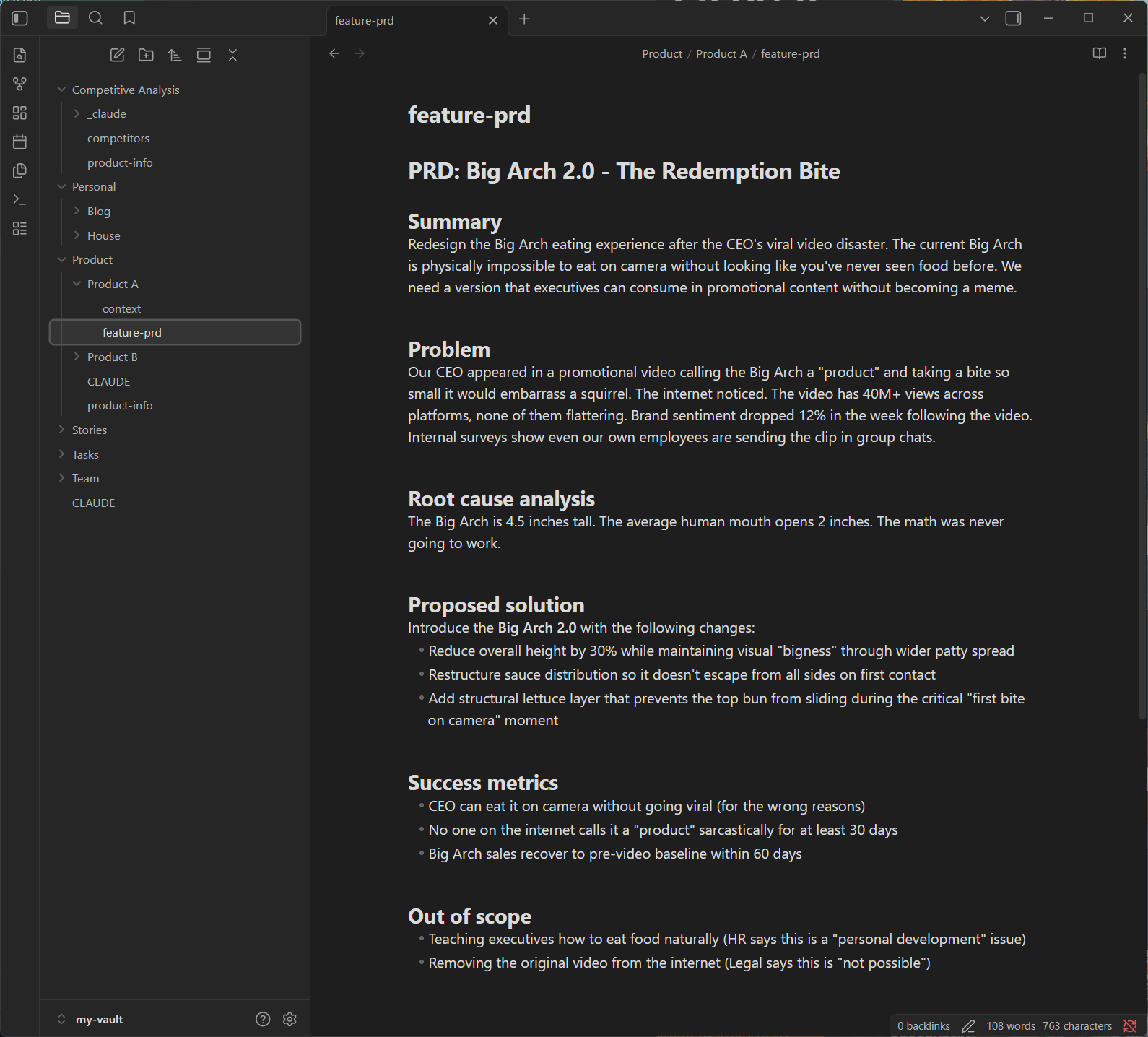 My vault in Obsidian